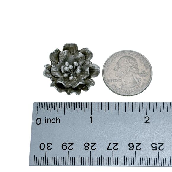 Vintage Sterling Silver 925 3D Flower Pendant - Picture 4 of 5